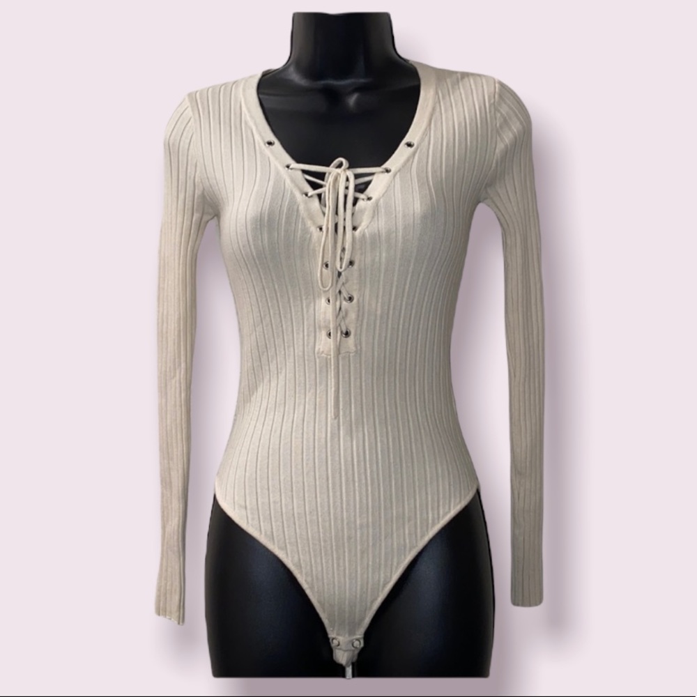 Forever 21 Lace Up Sweater Bodysuit
